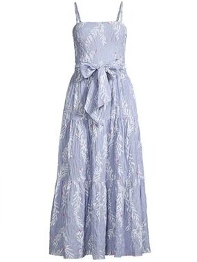 Lilly Pulitzer Aviana Maxi Dress with Blue and White Striped with Pink Accents